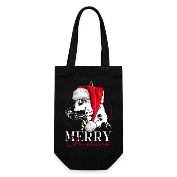 Santa MALINOIS Merry Christmas Hunde Hund Wilsigns - Geschenkbeutel für Flaschen - Schwarz - Vorne