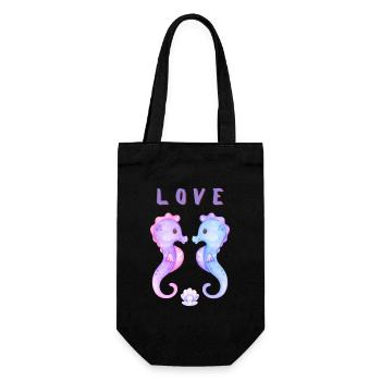 L O V E Seepferdchen - Geschenkbeutel für Flaschen - Schwarz - Vorne