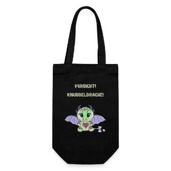 Vorsicht! Knuddeldrache - Geschenkbeutel für Flaschen - Schwarz - Vorne