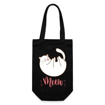 Mignon Kawaii drôle de chat disant miaulement - Sac à bouteille - noir - Devant