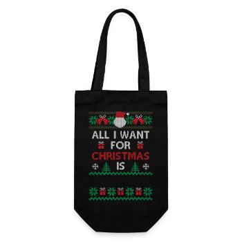 Tout ce que je veux pour Noël, c’est... (rouge-vert-blanc) - Sac à bouteille - noir - Devant