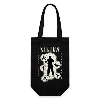 Aikido Kampfsport Kampfkunst Kämpfer Vintage Retro - Geschenkbeutel für Flaschen - Schwarz - Vorne