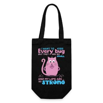 Funny Quote with Cat, Insect Humor - Gift Bag for Bottles - black - Front