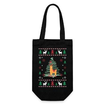 Christmas llama ugly sweater funny animals - Gift Bag for Bottles - black - Front