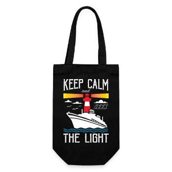Keep Calm and Seek The Light Lighthouse - Geschenkbeutel für Flaschen - Schwarz - Vorne