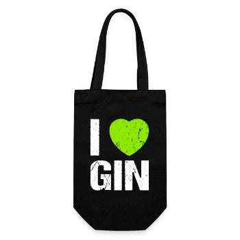 I love Gin Herz Ginliebhaber - Geschenkbeutel für Flaschen - Schwarz - Vorne