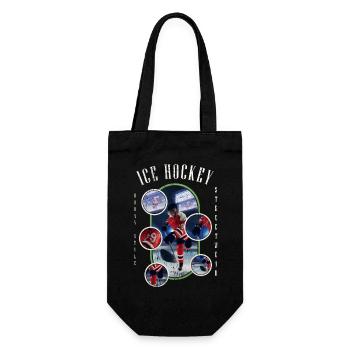 Eishockey Eishockeyspieler Spieler Vintage Retro - Geschenkbeutel für Flaschen - Schwarz - Vorne