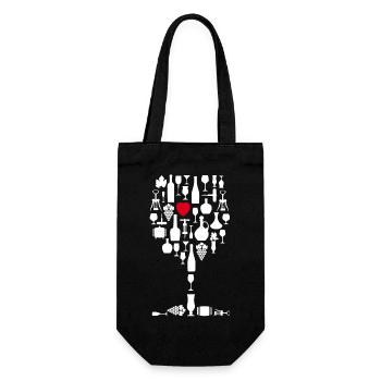 Wine Wine Glass Wine Lovers - Gift Bag for Bottles - black - Front