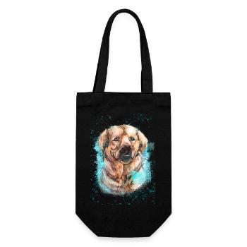 Labrador Hund. - Geschenkbeutel für Flaschen - Schwarz - Vorne