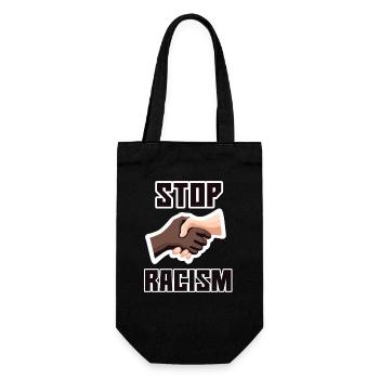 Stop au racisme Poignée de main noire - Sac à bouteille - noir - Devant