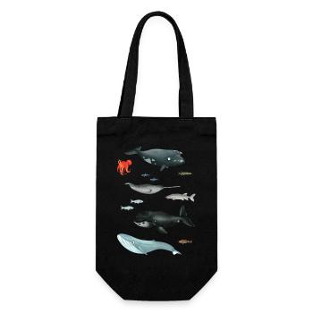 Muster mit Walen und Fischen / Unterwasserwelt - Geschenkbeutel für Flaschen - Schwarz - Vorne