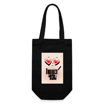 **ILoveYou** Manschgerl - Geschenkbeutel für Flaschen - Schwarz - Vorne