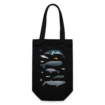 Muster mit Walen und Fischen / Unterwasserwelt - Geschenkbeutel für Flaschen - Schwarz - Vorne