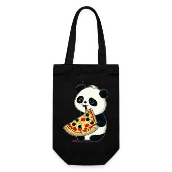 Süßer Kawaii Panda, Der Pizza Isst Anime Manga - Geschenkbeutel für Flaschen - Schwarz - Vorne