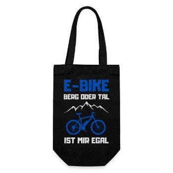 E-Bike Berg oder Tal ist mir Egal Geschenk - Geschenkbeutel für Flaschen - Schwarz - Vorne