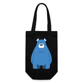 blauer Teddybär - Geschenkbeutel für Flaschen - Schwarz - Vorne