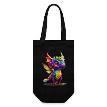Kleiner Süßer Drache 14 - Geschenkbeutel für Flaschen - Schwarz - Vorne