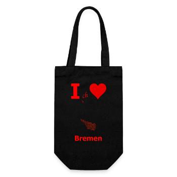 Ich liebe Bremen Stadtplan mit Straßen - Geschenkbeutel für Flaschen - Schwarz - Vorne