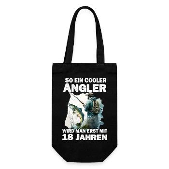 Angler 18 Geburtstag Angeln 18 Jahre Spruch - Geschenkbeutel für Flaschen - Schwarz - Vorne
