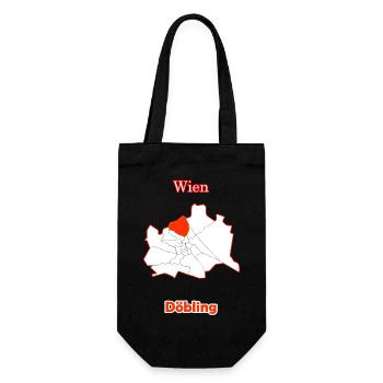 Bezirke Döbling Karte mit Wien Stadtkarte - Geschenkbeutel für Flaschen - Schwarz - Vorne