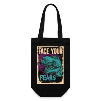 face your fears dinosaur vintage - Gift Bag for Bottles - black - Front