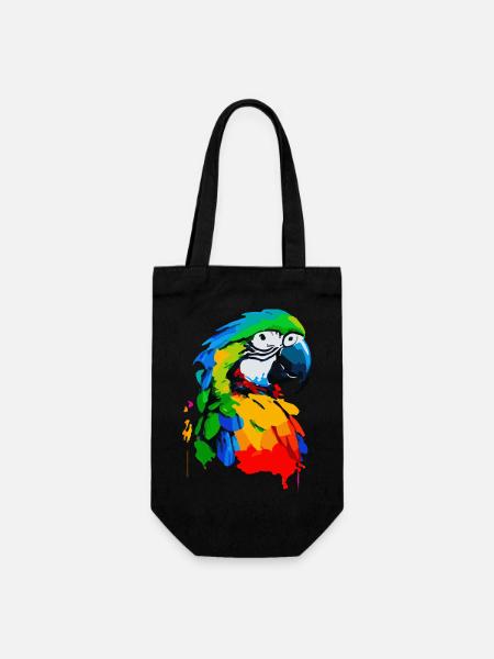 Peinture à l’huile d’un perroquet coloré - Sac à bouteille - noir