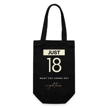 JUST 18 Design zum 18. Geburtstag 2005 - Geschenkbeutel für Flaschen - Schwarz - Vorne