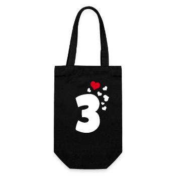 3 cœurs 3ème anniversaire - Sac à bouteille - noir - Devant