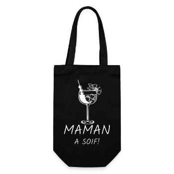 Cadeau humour maman "Maman a soif!" - Sac à bouteille - noir - Devant