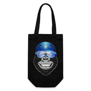 Gorilla with goggles and helmet - Gift Bag for Bottles - black - Front