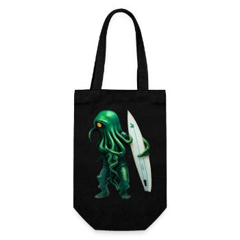 Green surfing octopus, free - Geschenkbeutel für Flaschen - Schwarz - Vorne