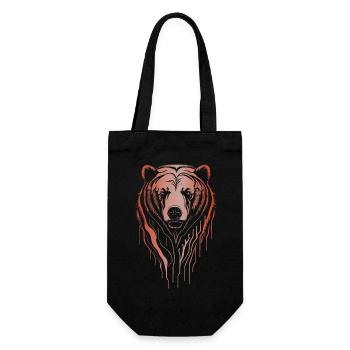 Großer Braunbär - Geschenkbeutel für Flaschen - Schwarz - Vorne