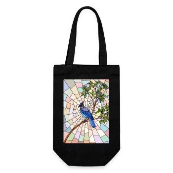 Steller's Jay in Glass - Gift Bag for Bottles - black - Front