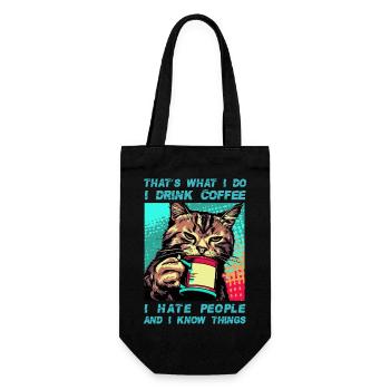 Café avec un chat - Sac à bouteille - noir - Devant