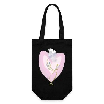 Sanfte weiße Tulpe Herz Illustration - Geschenkbeutel für Flaschen - Schwarz - Vorne