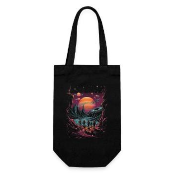 Groupe de randonneurs surréalistes dans l’univers Saturne - Sac à bouteille - noir - Devant