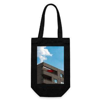 Der rote Sonnenschirm auf dem Balkon der Wohnung bl - Geschenkbeutel für Flaschen - Schwarz - Vorne