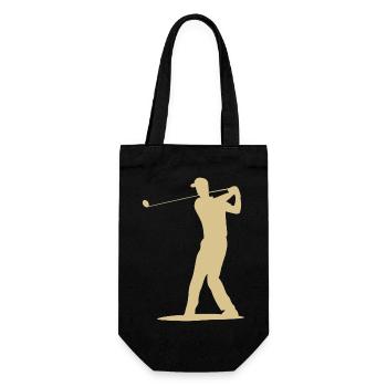 Golfer Tee Silhouette - Men's Design - Gift Bag for Bottles - black - Front