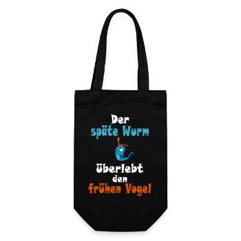 Der späte Wurm überlebt den frühen Vogel - Geschenkbeutel für Flaschen - Schwarz - Vorne