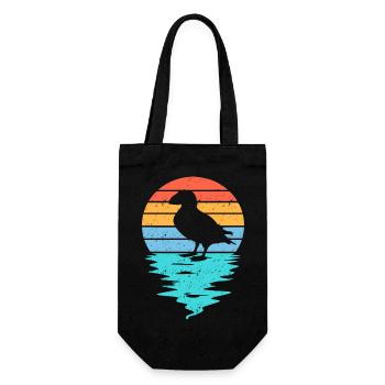 Cut Puffin Silhouette in Sea - Gift Bag for Bottles - black - Front