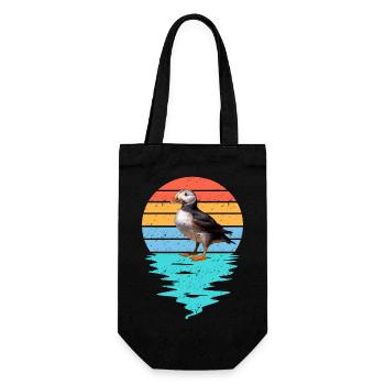 Cut Puffin in Sea - Gift Bag for Bottles - black - Front