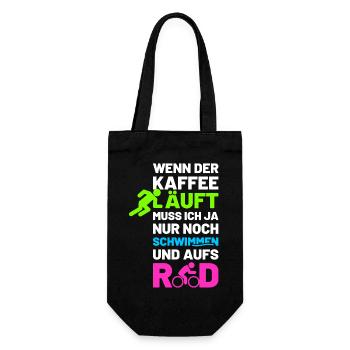 Wenn der Kaffee läuft - Geschenkbeutel für Flaschen - Schwarz - Vorne