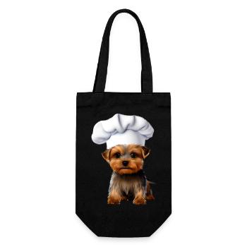 Yorkshire Terrier Restaurateur Dog Puppy Cooking Dog - Gift Bag for Bottles - black - Front
