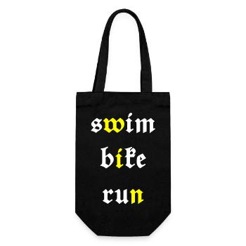 Triathlon Swim Bike Run Marathon - Geschenkbeutel für Flaschen - Schwarz - Vorne