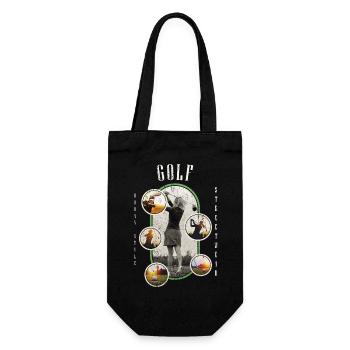 Golf Golfen Golfspielerin Sport Hobby Club Vintage - Geschenkbeutel für Flaschen - Schwarz - Vorne