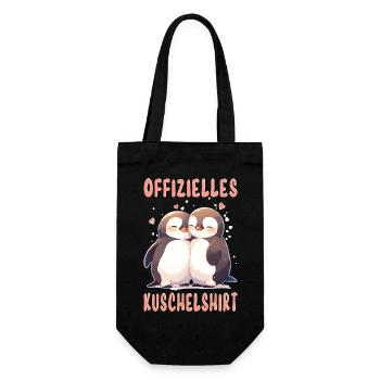 Offizielles Kuschelshirt Pinguine Liebe Herz Süß - Geschenkbeutel für Flaschen - Schwarz - Vorne