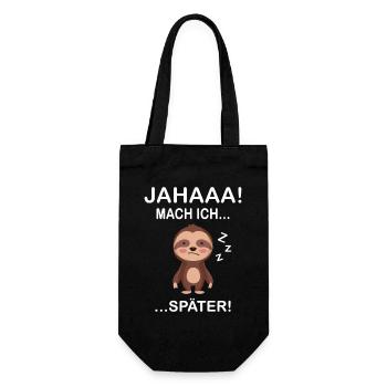 JA MACH ICH SPÄTER - Geschenkbeutel für Flaschen - Schwarz - Vorne