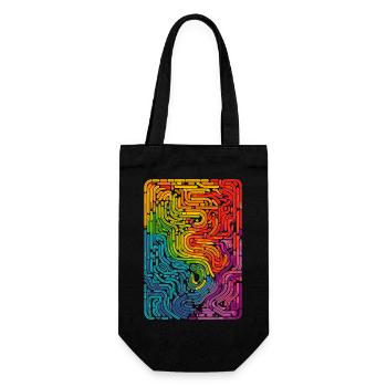 Cool, Surreal Rainbow Retro Tubes Pattern - Gift Bag for Bottles - black - Front