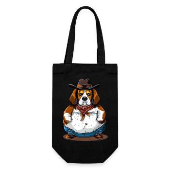 Fat Beagle Cowboy - Gift Bag for Bottles - black - Front