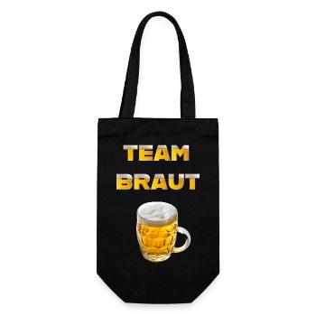 Team Braut Bier Schriftzug mit Bierkrug - Geschenkbeutel für Flaschen - Schwarz - Vorne